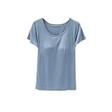 [COTEN] カップ付きTシャツ 半袖 カップ付き ブラトップ レディース インナー ビスコース. ノンワイヤー パッド付き M L XL 2XL (JP, アルファベット, 2XL, ブルー)