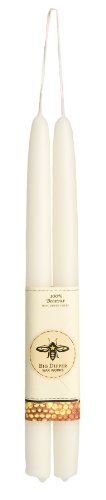Big Dipper Wax Works Ivory White Candles, Beeswax Taper Candles, 24-Hour Long Burn, Pure Beeswax Candle 15