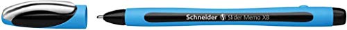 Image of Schneider Slider Memo XB Writing Instruments Ballpoint Pen with Cap Model Black Barrel Colour Cyan Black Pack of 10