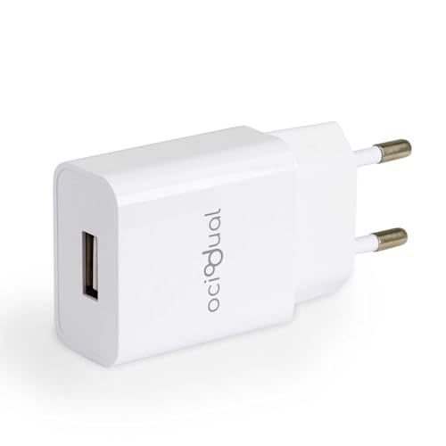 OcioDual Caricatore da Muro EU, 1 Porta USB da 5 V, 2 a, 10 W, Caricabatterie per Smartphone, Adattatore di Alimentazione per Presa USB, Ricarica Rapida, Modello: ST660, Bianco