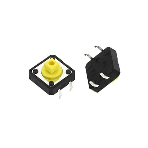 Interrupteurs tactiles carrés 12 x 12 mm avec clic haptique précis, boutons jaunes 7,3 mm