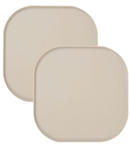 2-teiliges Set Wasserfeste Silikon Futtermatte für Hunde und Katzen, Quadratisches Futtertablett, rutschfeste, Leicht zu Reinigende Fressnapf-Unterlage, Lebensmittelecht (Beige, 26cm x 26cm)