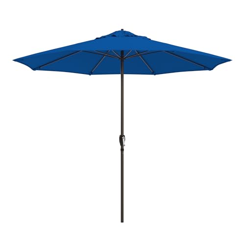 Image of California Umbrella 8-Year Protection 9 Ft Outdoor Patio Umbrella, Solstice Fade-Resistant Fabric, Auto-Tilt, Heavy Duty Aluminum Frame, 8 Reinforced Ribs for Pool or Deck, Bronze Pole