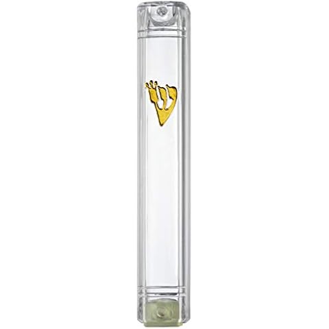 A&S Mezuzot Mezuzah Plastic-Lucite Waterproof Gold Shin Home Blessing Protection Cover (6 Inches) Cover