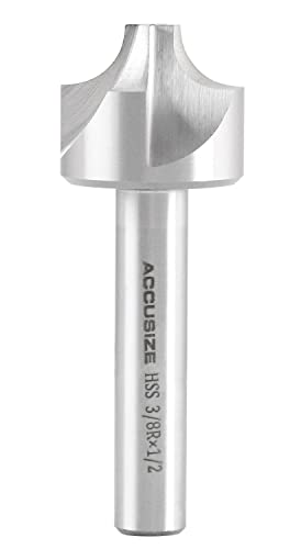 Image of Accusize Industrial Tools 3 /8'', H.S.S. Corner Rounding End Mills, 1 /2'' Shank Dia, 1-1 /4'' Cutter Dia, 3-1 /2'' Overall Length, 1011-3878 | H.S.S. Corner Rounding End Mills, 1 /2 inch Shank, 1-1 /4 inch Cutter Dia, 3-1 /2 inch Overall Length