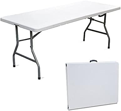 Tavolo Pieghevole Rettangolare 180x75x74 cm a Valigetta – Piano in HDPE Resistente, Struttura Metallo Verniciato, Portata 180 kg – Camping, Mercato, Giardino