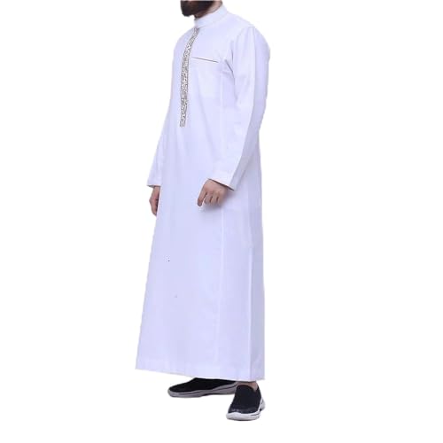Ropa de oración para hombre de algodón y lino Abaya para hombre, ropa de oración holgada, ropa de oración para hombres, ropa árabe islámica afgana, vestidos musulmanes, 3-blanco, XXXL