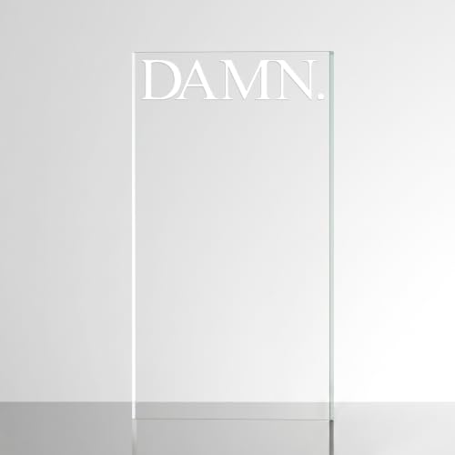 Image of Sticker for Glass & Mirrors| Minimal Vinyl Decal for Bedroom Bathroom & Cafe | Self-Adhesive Waterproof Quote Mirror Sticker | Aesthetic Decals (Damn., Small, Matt White)