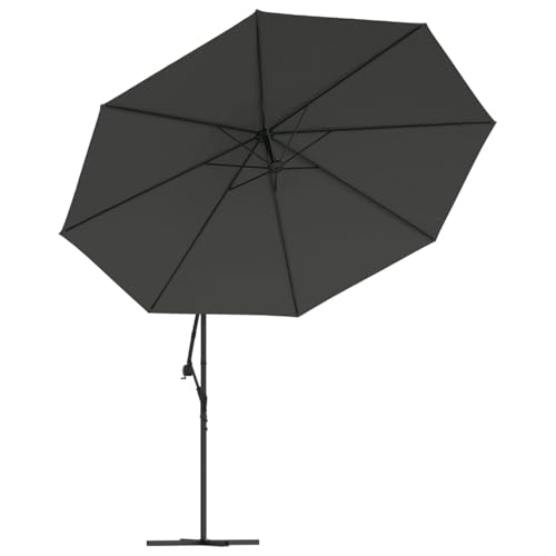 Parasol rojo burdeos de 350 cm con luces solares para disfrutar de tu jardín de noche 2