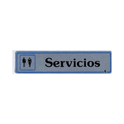 Placa Señalizacion Super-Letra Sl Autoadhesiva Servicios Aluminio Plata 175X040Mm A6