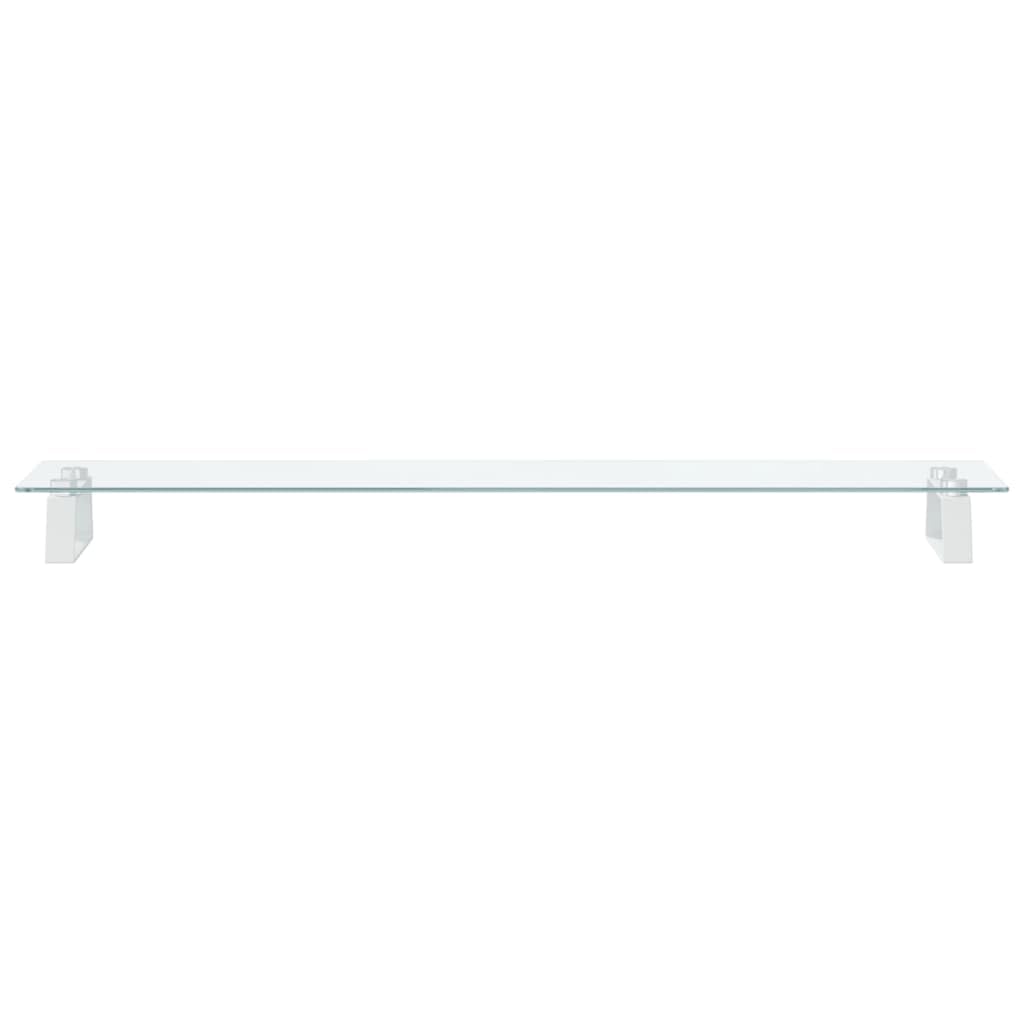 Supporto per monitor da scrivania, bianco, 100 x 20 x 8 cm, in vetro temperato e metallo, per ufficio e lavoro domestico
