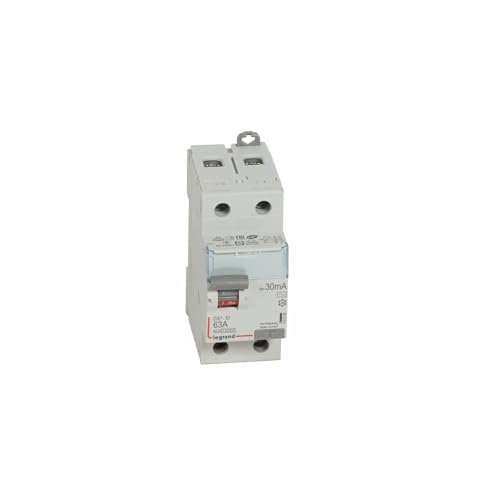 411506 Legrand Interrupteur différentiel 63A type AC 30mA bipolaire - 2 modules - Bornes alignées