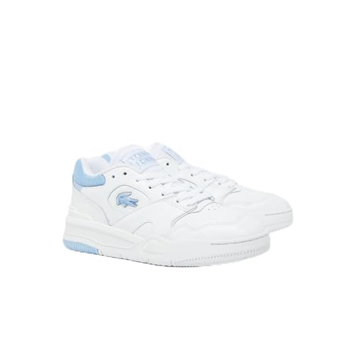 Lacoste Womens Lineshot Sneaker, WHT/LT BLU, 8.5