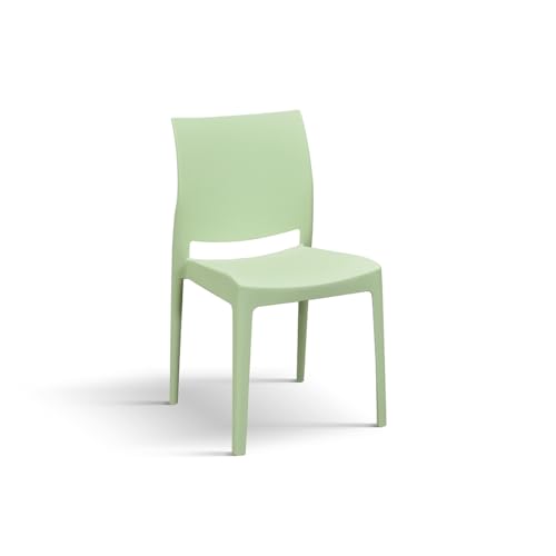 PAZZO DESIGN Chaise Alberto, Ensemble de 4 Chaises, Vert Pastel, Polypropylène, Empilable - id_2025