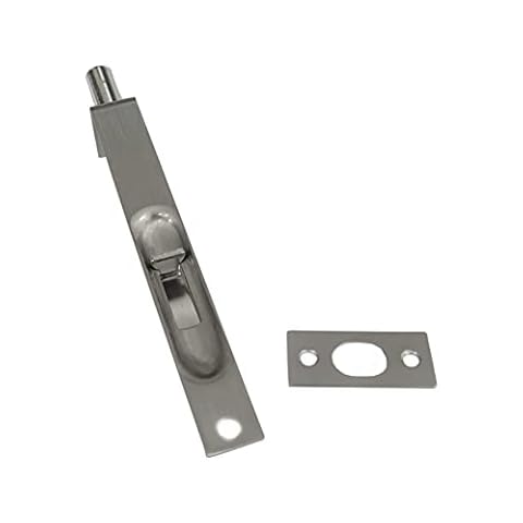 QCAA Solid Brass Flush Bolt, Square Shape, 6", Brushed Satin Nickel, 1 Pack, Made in Taiwan Cover