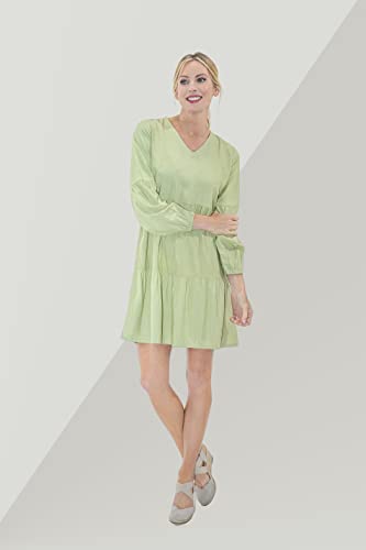 Image of Miss Lavish London Women's V Neck Tiered Summer Dress Casual Short Sleeve Swing T Shirt Mini Dresses