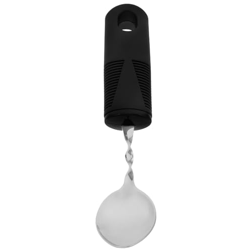 PAMINGONO Cuchara de Acero Inoxidable y Antideslizante con Mango de Goma para Manos con Artritis Utensilio Adaptativo para Rehabilitación y Ayuda para Comer Adultos Mayores y Discapacitados