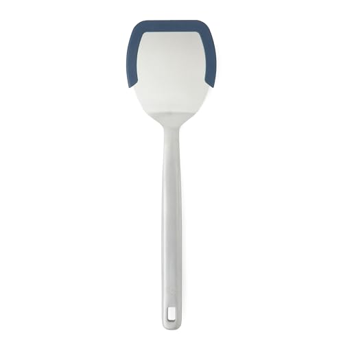 Image of Calphalon Prime Solid Turner, Cooking Spatula, Kitchen Spatula, Stainless Steel Turner with Heat Resistant Silicone Rim for Nonstick Cookware, Durable and Comfortable Kitchen Utensil (Navy)