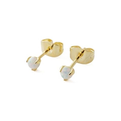 HONEYCAT Tiny Opal Orb Solitaire Studs in 18k Gold Plated | Minimalist, Delicate Jewelry Cover