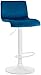 CLP Sgabello da Bar con Schienale Regolabile Hover, Poltroncina Imbottita con Rivestimento in Velluto, Sedia Girevole da Bancone in Metallo, Colore:Blu, Materiale Base:Metallo Bianco Opaco immagine