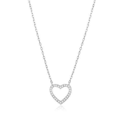 Philip Jones Silver Plated Open Heart Necklace Created with Zircondia® Crystals - Image 3