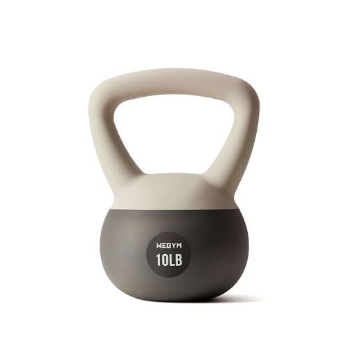 WeGym Soft Kettlebell with Cushioned Impact Resistant Base Anti Slip Wide Grip Handle for Home Workouts Weightlifting Full Body Training (10LB/4.5KG Sandstone)