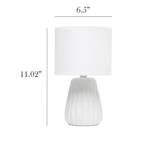 Simple Designs LT1138-OFF 11.02 Inch Traditional Mini Modern Ceramic Texture Pastel Accent Bedside Table Desk Lamp W Matching Fabric Shade thumb #2
