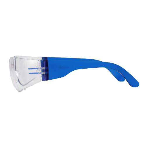 Image of BISON LIFE Clear /Blue Safety Glasses for Men & Women, ANSI Z87.1, 12 Pack | Scratch & Impact Resistant Wraparound Safety Goggles, UV Protection Eyewear for Work, Construction, Lab, Industrial
