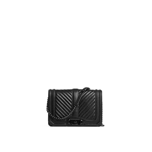 Rebecca Minkoff Women's Chevron Quilted Small Love Crossbody Bag, Black, One Size