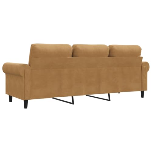 MOBCANT 3-Sitzer-Sofa Braun 180 cm Samt Wohnlandschaft Couch Couchgarnitur Schlafsofa für Wohnung Schlafzimmer Büro Empfangsraum – Bild 8