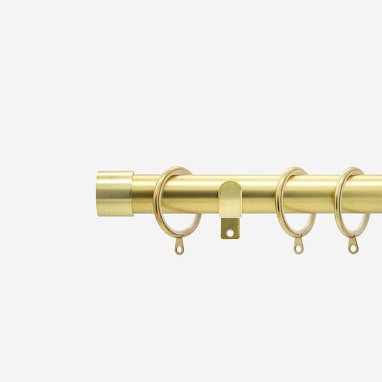 Brushed Gold 28mm End Cap Fixed Length Metal Curtain Pole — image 1