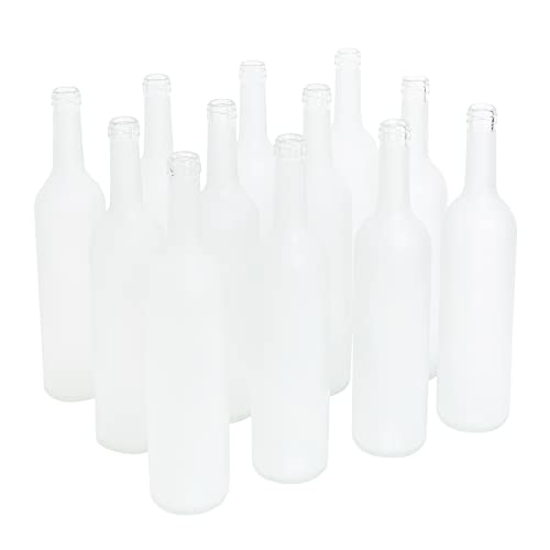 Empty Wine Glass Bottles 750ml - Set of 12 (Frosted Clear)