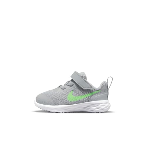 Nike Revolution 6 Nn (GS), Unisex Children's Gymnastics Shoes, Lt Smoke Grey Green Strike Dk Smoke Grey, 17 EU
