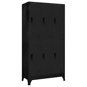 vidaXL Metall Schließfachschrank Schwarz, 6 Fächer