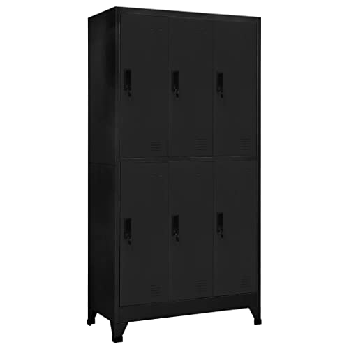 vidaXL Metall Schließfachschrank Schwarz, 6 Fächer