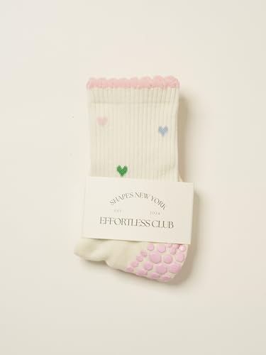 Image of Shapes Studio Half Calf Grip Socks, Cute Fruit Pilates Socks, Ruffle Socks, Non-Slip for Barre Yoga