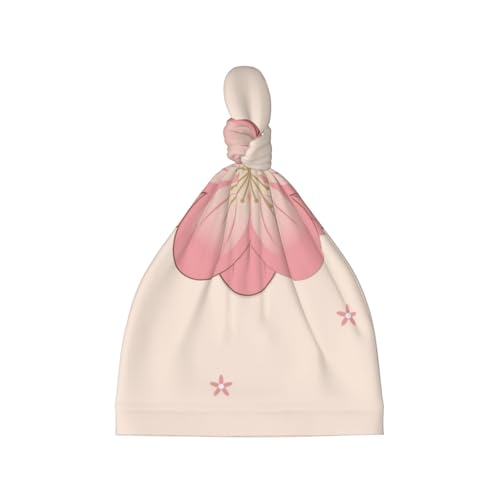Little Pink Cherry Blossoms Print Newborn Baby Hat, Soft Top Knotted Beanie Cap, Cute Infant Headwear for 0-6 Months Welcome Party