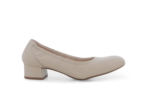 Melluso Escarpins Confort Cuir Beige Talon Bas n410q Confiance et Bien-être