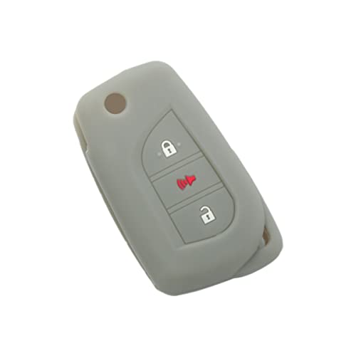 BROVACS Silicone Cover Protector Case Holder Skin Jacket Compatible with TOYOTA Corolla iM Camry C-HR RAV4 SCION iM 3 Button Flip Remote Key Fob CV4424 Grey