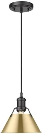 Golden Lighting Orwell 1-Light Mini Pendant in Matte Black with Brushed Champagne Bronze