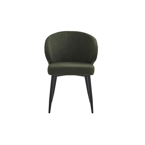 Chaises salle à manger Ruby lot de 4 vert bouclé et métal noir - 4