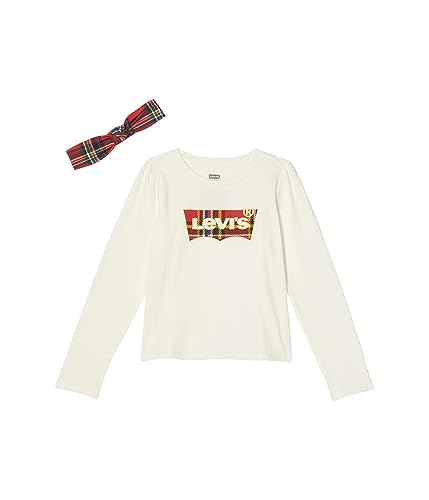 Levi's® Girl's Meet and Greet Long Sleeve Tee (Little Kids) Antique White 6 Little Kid