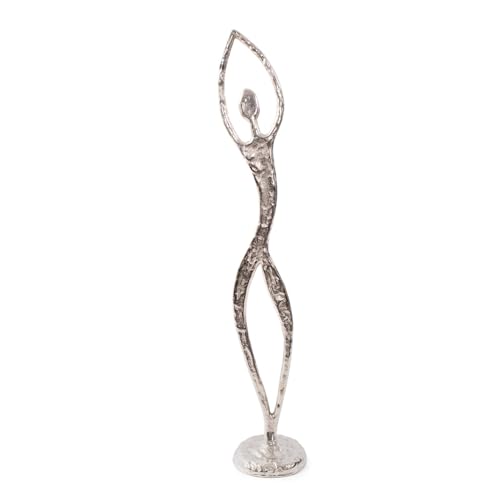 Estatua Decorativa Bailarina Texturizada de Aluminio Plateado miniatura 4