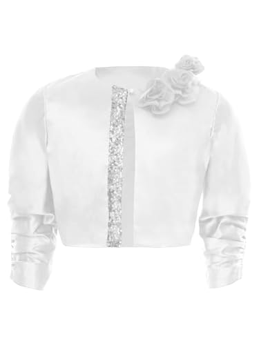 Sywiyi Kids Girls Sparkly Sequins Decorated Short Coat - Long Sleeve Crop Jacket Cardigan for Party3