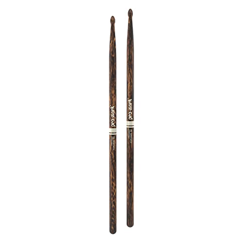 Promark Drum Sticks - Classic 5A Drumsticks - Firegrain For Playing Harder, Longer - No Excess Vibration - Lacquer Finish, Oval Wood Tip, Hickory Wood - 1 Pair #TOP2