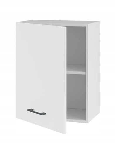 Laclar Hängendes Küchenregal mit Tür, 45 cm – Kompakte Oberschrank mit Stauraum - einfach zu montieren - Universalfront - Robustes Material - ideal für kleine und große Küchen (Weiß Matt)