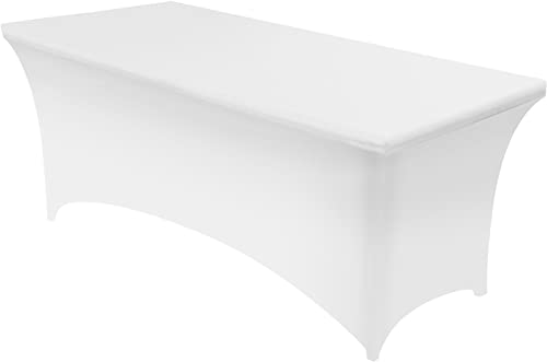 Image of Utopia Kitchen Spandex Tablecloth 1 Pack [4FT, White] Tight, Fitted, Washable and Wrinkle Resistant Stretch Rectangular Patio Table Cover for Event, Wedding, Banquet & Parties [48Lx30Wx30H Inch]