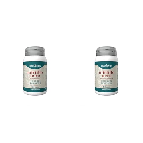 ERBA VITA Integratore Alimentare Di Mirtillo Nero - 60 Capsule - Fonte naturale di antocianosidi (Confezione da 2)