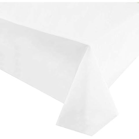 DECOSTYLE Plastic Tablecloth for Parties, Party Table Cloths Disposable, Stylish Design, White Decorations, White, Waterproof, Rectangular Table Cover, 54 Inch x 108 Inch Cover
