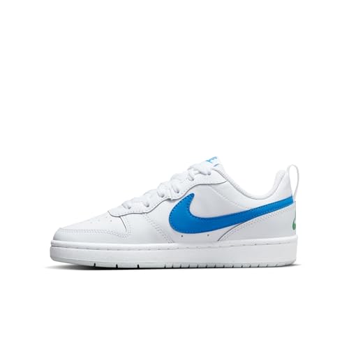Image of Nike Unisex Court Borough Low 2 White /Photo Blue-Pure Platinum Basketball Shoes UK 3.5